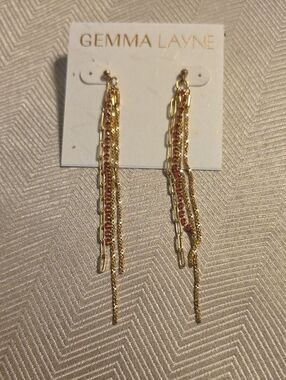 Gemma Layne Gold and Pink Multi-Chain Drop Earrings